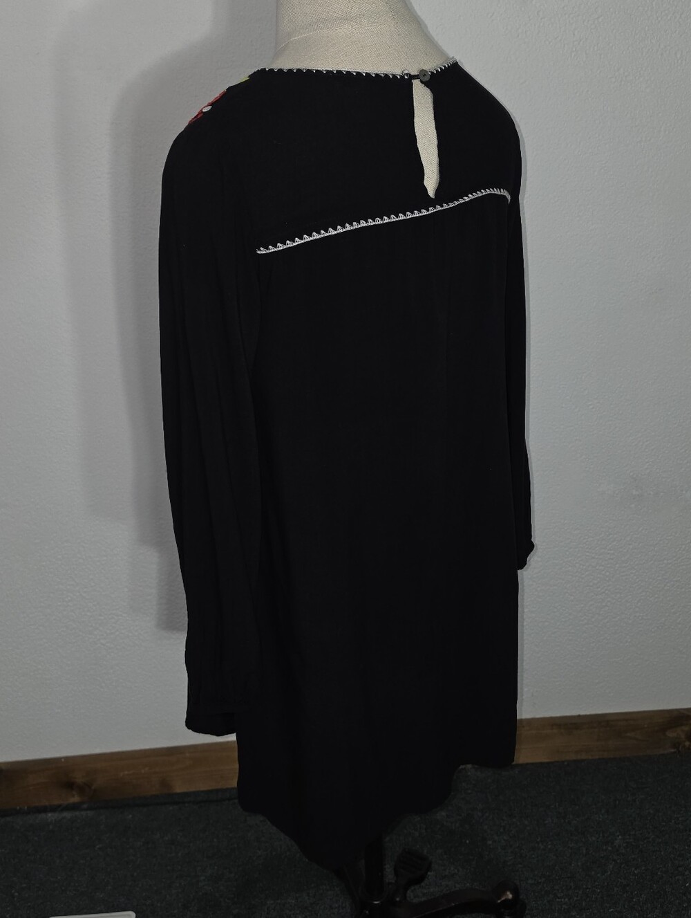 Jodifl Dress Boho Peasant Tunic-Length Black Size S - Picture 10 of 14